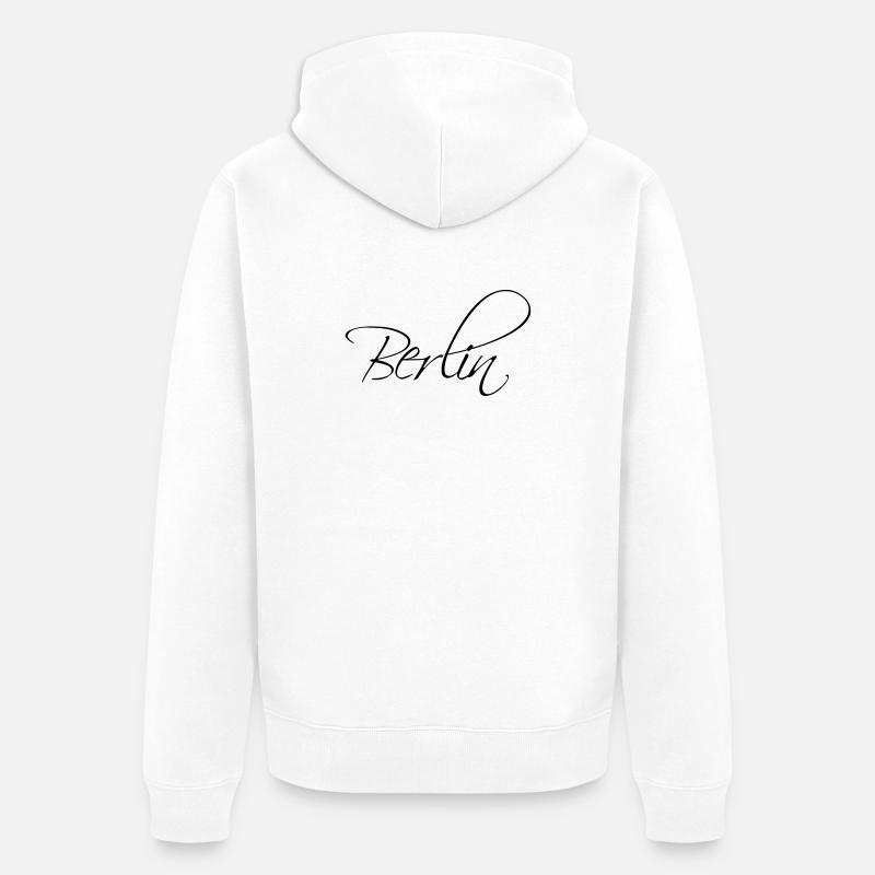 Lettrage de calligraphie de Berlin - Veste à capuche bio Premium Unisexe - blanc