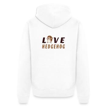 Liebe Igel - Unisex Premium Bio Zip Hoodie - Weiß - Hinten - Thijin (182cm)