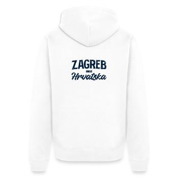 Zagreb Blau Kroatisch Schrift - Unisex Premium Bio Zip Hoodie - Weiß - Hinten - Thijin (182cm)