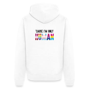 Mois de la fierté LGBT - Parce que je ne suis qu’un être humain - Veste à capuche bio Premium Unisexe - blanc - Dos - Thijin (182cm)