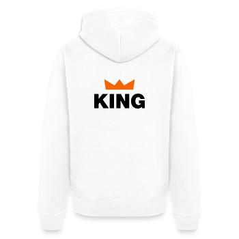 King mit Krone / 2 Farben - Unisex Premium Bio Zip Hoodie - Weiß - Hinten - Thijin (182cm)