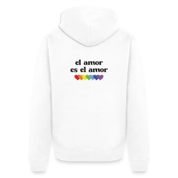 LGBT Pride Month - El Amor es el Amor - Unisex Premium Organic Zip Hoodie - white - Back - Thijin (182cm)