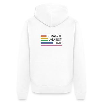 LGBT Pride Month - Direkt gegen Hass - Unisex Premium Bio Zip Hoodie - Weiß - Hinten - Thijin (182cm)