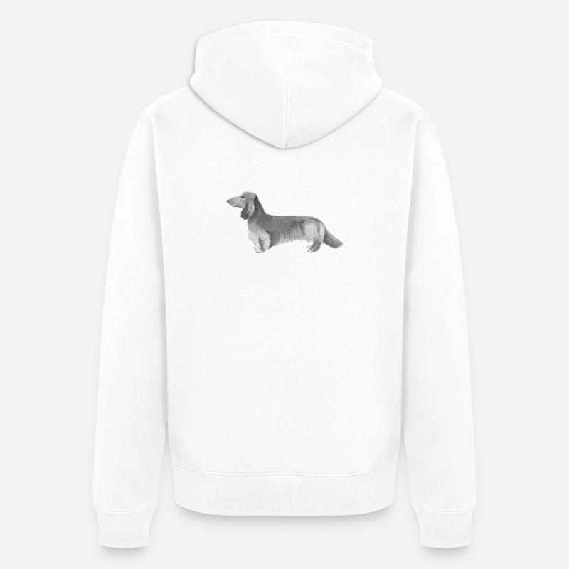Teckel Teckel à poil long - Veste à capuche bio Premium Unisexe - blanc