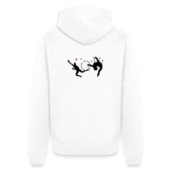Rhythmische Sportgymnastik mit Reifen - Unisex Premium Bio Zip Hoodie - Weiß - Hinten - Thijin (182cm)