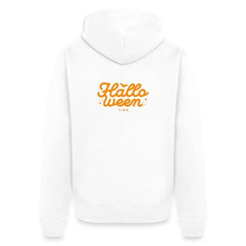 Halloween-Kranz Typografie Design - Unisex Premium Bio Zip Hoodie - Weiß - Hinten - Thijin (182cm)