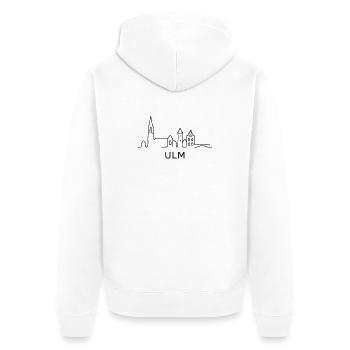 Ulm Skyline - Unisex Premium Bio Zip Hoodie - Weiß - Hinten - Thijin (182cm)