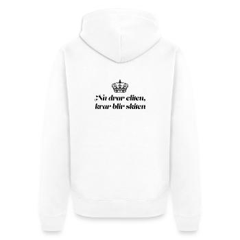 Jetzt schleppt sich die Elite dahin, die - Unisex Premium Bio Zip Hoodie - Weiß - Hinten - Thijin (182cm)