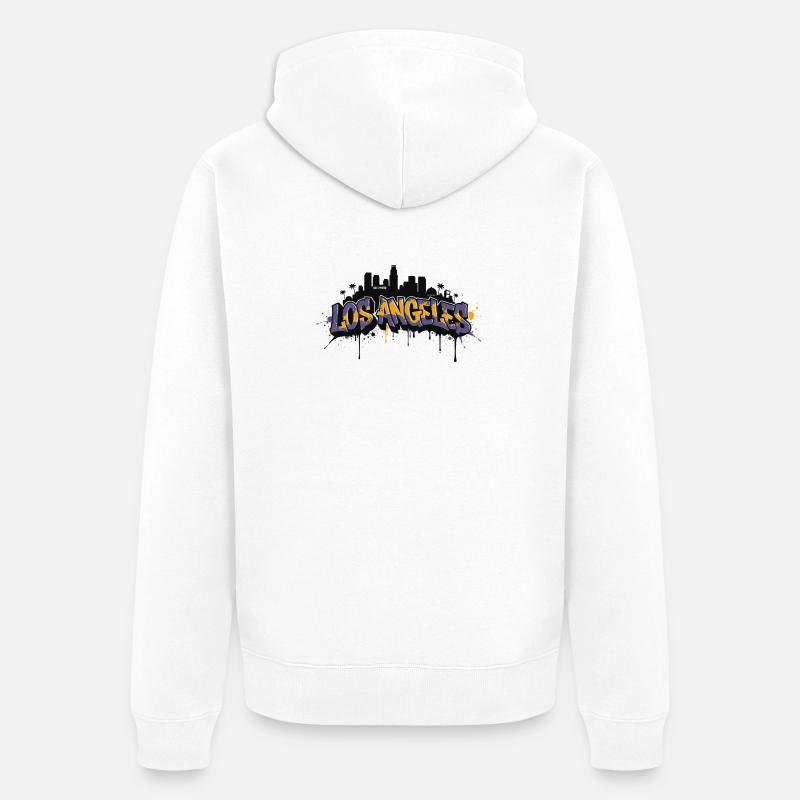Los Angeles Graffiti Skyline - Veste à capuche bio Premium Unisexe - blanc