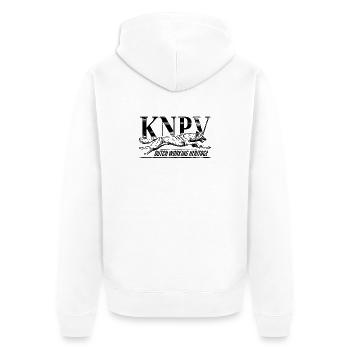 KNPV Dutch Working Line – Ausbildung von Schutzhunden - Unisex Premium Bio Zip Hoodie - Weiß - Hinten - Thijin (182cm)