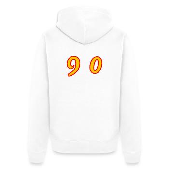 90. 90 ANS. 90e ANNIVERSAIRE. ANNIVERSAIRE 90 ANS. - Veste à capuche bio Premium Unisexe - blanc - Dos - Thijin (182cm)