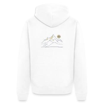 Mountain Line Art - Unisex Premium Bio Zip Hoodie - Weiß - Hinten - Thijin (182cm)