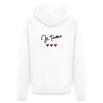 NUR LIEBE. LIEBE. ICH LIEBE DICH. HERZ. ALLES GUTE ZUM GEBURTSTAG. - Unisex Premium Bio Zip Hoodie - Weiß - Hinten - Thijin (182cm)