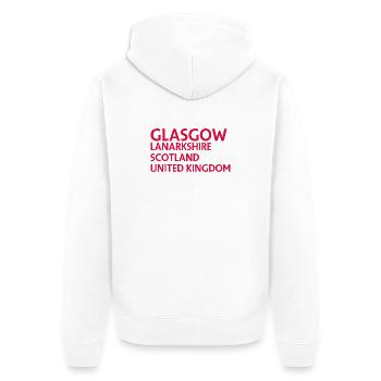 Glasgow – Scotland Textdesign - Unisex Premium Bio Zip Hoodie - Weiß - Hinten - Thijin (182cm)