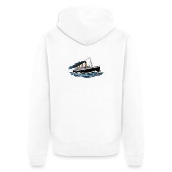 Titanic Legendärer Ozeandampfer stürmischer See - Unisex Premium Bio Zip Hoodie - Weiß - Hinten - Thijin (182cm)