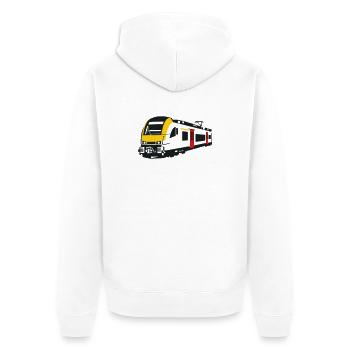 Belgian Electric Multiple Unit Class 08 - Unisex Premium Organic Zip Hoodie - white - Back - Thijin (182cm)