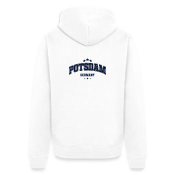 Potsdam Deutschland Emblem - Unisex Premium Bio Zip Hoodie - Weiß - Hinten - Thijin (182cm)