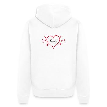 Cadeau de la Saint-Valentin en cœur rouge - Veste à capuche bio Premium Unisexe - blanc - Dos - Thijin (182cm)