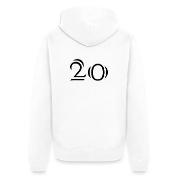 20. 20 YEARS. 20th ANNIVERSARY. 20 YEARS ANNIVERSARY. - Unisex Premium Organic Zip Hoodie - white - Back - Thijin (182cm)