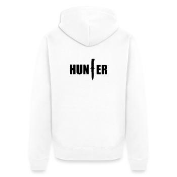 Jagd – Jäger - Unisex Premium Bio Zip Hoodie - Weiß - Hinten - Thijin (182cm)