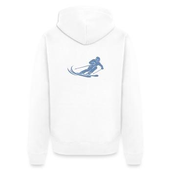 Minimalist Skier Silhouette Skiing - Unisex Premium Organic Zip Hoodie - white - Back - Thijin (182cm)