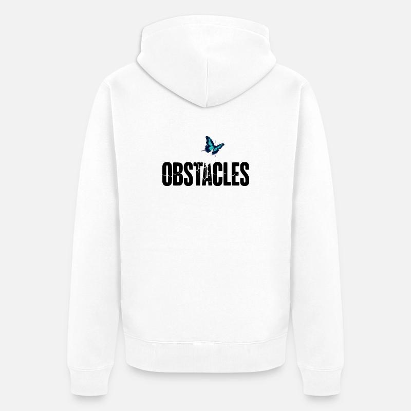 OBSTACLES – Briser les obstacles - Veste à capuche bio Premium Unisexe - blanc