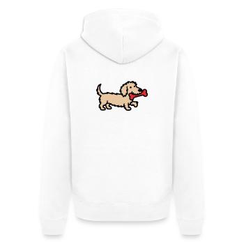 Dessin dessiné Terrier Doodle Bone - Veste à capuche bio Premium Unisexe - blanc - Dos - Thijin (182cm)