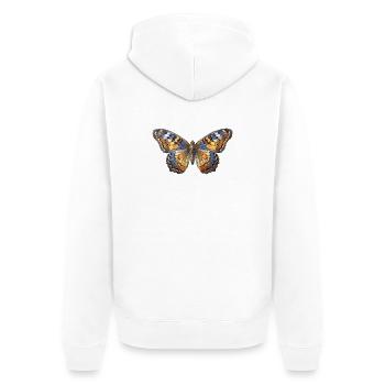 Mosaïque de papillon - Cadeau artistique - Veste à capuche bio Premium Unisexe - blanc - Dos - Thijin (182cm)