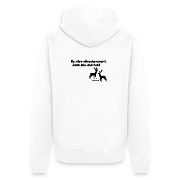 Rentiere - Unisex Premium Bio Zip Hoodie - Weiß - Hinten - Thijin (182cm)