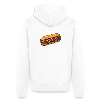 Cartoon Hotdog Motiv - Unisex Premium Bio Zip Hoodie - Weiß - Hinten - Thijin (182cm)