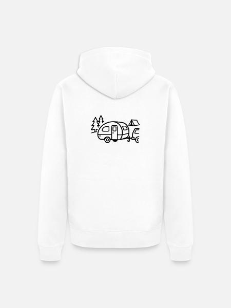 Caravan Camping Camper Motorhome Holiday - Unisex Premium Organic Zip Hoodie - white