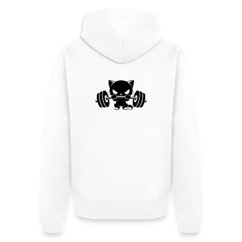 Motif de la musculation de chat fort - Veste à capuche bio Premium Unisexe - blanc - Dos - Thijin (182cm)