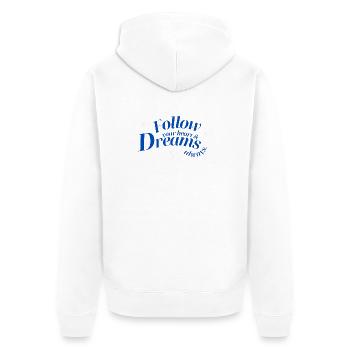 Folge immer deinem Herzen und deinem Traum - Unisex Premium Bio Zip Hoodie - Weiß - Hinten - Thijin (182cm)