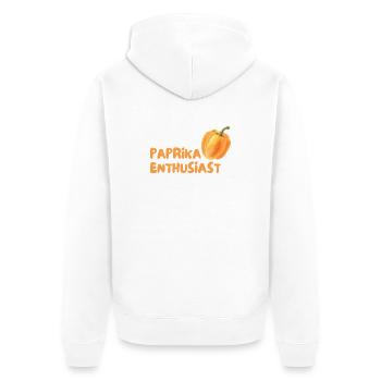 Paprika Enthusiast - Unisex Premium Bio Zip Hoodie - Weiß - Hinten - Thijin (182cm)