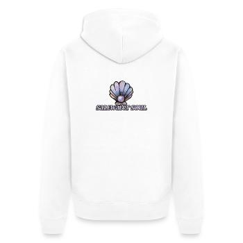 SeaWater Soul Muschelkunst - Unisex Premium Bio Zip Hoodie - Weiß - Hinten - Thijin (182cm)