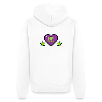 HP Full Pixel Herz Logo - Unisex Premium Bio Zip Hoodie - Weiß - Hinten - Thijin (182cm)
