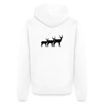 Antilopen Familie Silhouette   - Unisex Premium Bio Zip Hoodie - Weiß - Hinten - Thijin (182cm)
