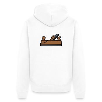 Hobel Tischler Icon - Unisex Premium Bio Zip Hoodie - Weiß - Hinten - Thijin (182cm)