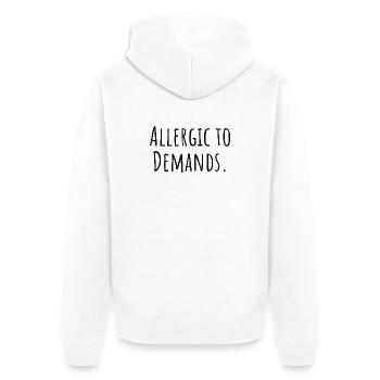 Allergic_to_Demands PDA Neurodivergentes Geschenk - Unisex Premium Bio Zip Hoodie - Weiß - Hinten - Thijin (182cm)