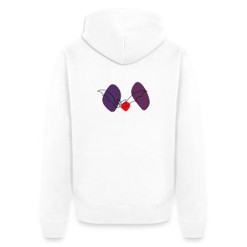 Lineart Fledermaus mit Farbunterlegung - Unisex Premium Bio Zip Hoodie - Weiß - Hinten - Thijin (182cm)