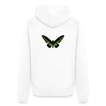 Rajah Brookes Birdwing Trogonoptera brookiana - Unisex Premium Bio Zip Hoodie - Weiß - Hinten - Thijin (182cm)