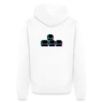 WASD Tasten Glitch Icon - Unisex Premium Bio Zip Hoodie - Weiß - Hinten - Thijin (182cm)