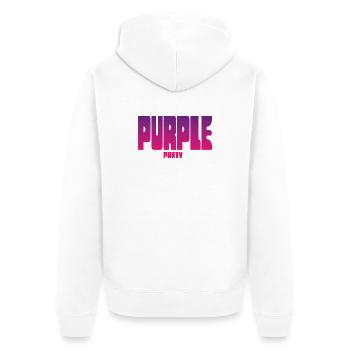 Purple Party Gradient Großbuchstaben - Unisex Premium Bio Zip Hoodie - Weiß - Hinten - Thijin (182cm)