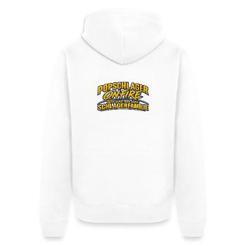 PopSchlager On Fire Schlagerfamilie - Unisex Premium Bio Zip Hoodie - Weiß - Hinten - Thijin (182cm)