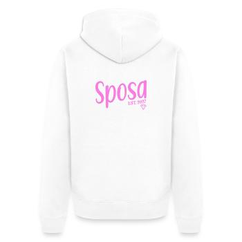 Sposa 2027 Italia - Unisex Premium Bio Zip Hoodie - Weiß - Hinten - Thijin (182cm)