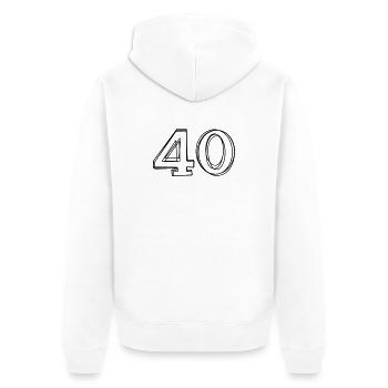 Zahl 40 handgezeichnet - Unisex Premium Bio Zip Hoodie - Weiß - Hinten - Thijin (182cm)