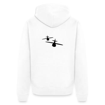 Zwei Flugzeuge - Unisex Premium Bio Zip Hoodie - Weiß - Hinten - Thijin (182cm)
