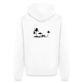 Holiday Beach with Woman Silhouette on Beach - Veste à capuche bio Premium Unisexe - blanc - Dos - Thijin (182cm)