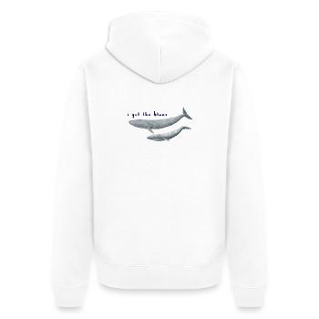 Ich habe den Blues Wale - Wale. baleines - Unisex Premium Bio Zip Hoodie - Weiß - Hinten - Thijin (182cm)