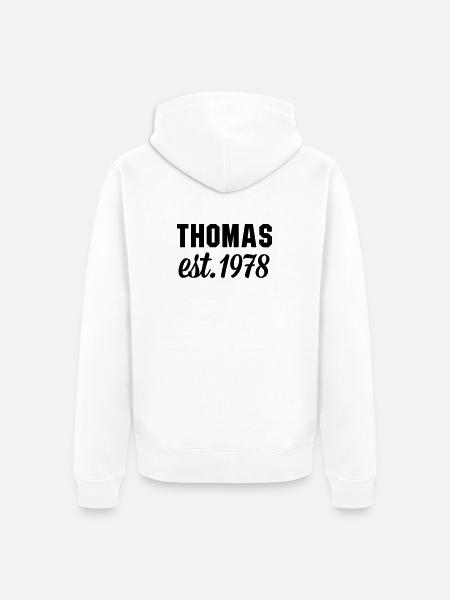 Thomas est 1978 - Unisex Premium Bio Zip Hoodie - Weiß